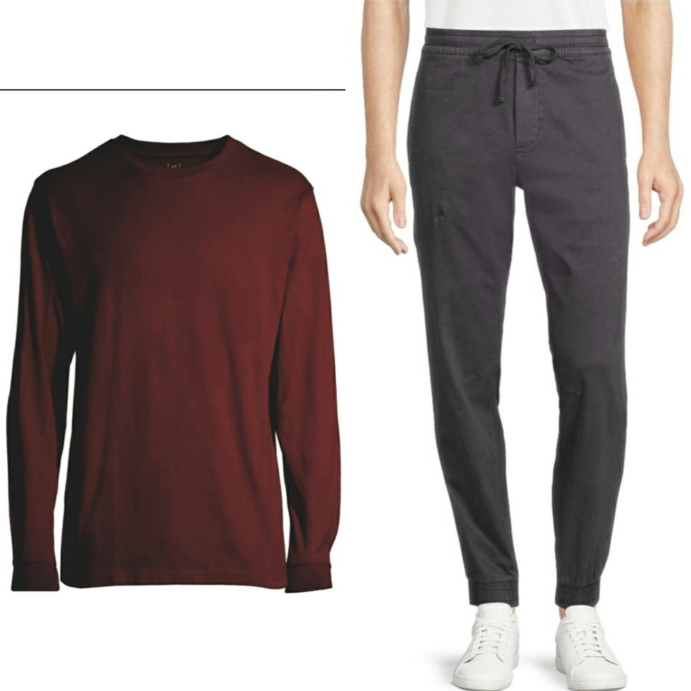 2XL Big Mens Washed Twill Pull On Jogger & Shirt
